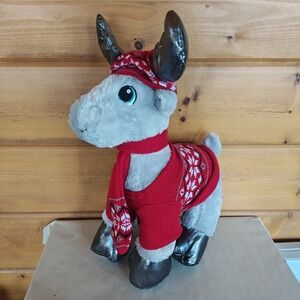Build a Bear Christmas Silver Moose Reindeer BABW Plush w/ Sweater, Scarf, & Hat
